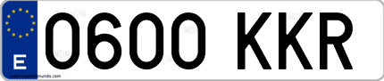 Ejemplo de matrícula de coche ordinaria 0600 KKR
