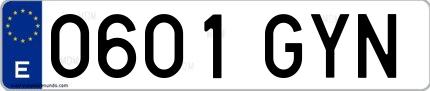 Ejemplo de matrícula española 0601 GYN