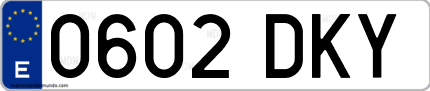 Ejemplo de matrícula de coche ordinaria 0602 DKY