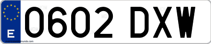 Ejemplo de matrícula de coche ordinaria 0602 DXW