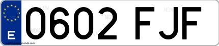 Ejemplo de matrícula española 0602 FJF