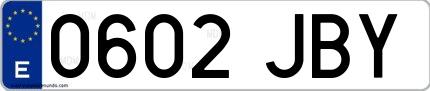 Ejemplo de matrícula española 0602 JBY