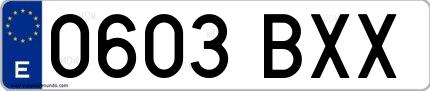 Ejemplo de matrícula española 0603 BXX