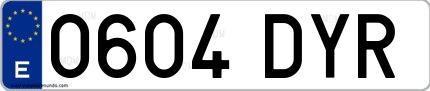 Ejemplo de matrícula española 0604 DYR