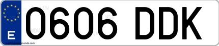 Ejemplo de matrícula española 0606 DDK