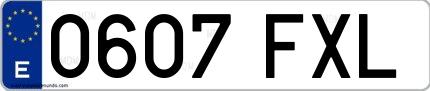 Ejemplo de matrícula española 0607 FXL