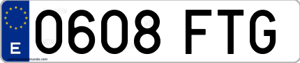 Ejemplo de matrícula de coche ordinaria 0608 FTG