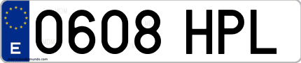 Ejemplo de matrícula de coche ordinaria 0608 HPL