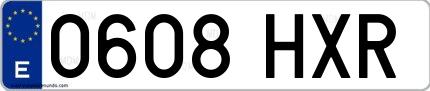 Ejemplo de matrícula española 0608 HXR