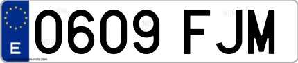 Ejemplo de matrícula de coche ordinaria 0609 FJM