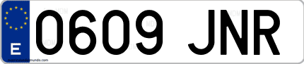 Ejemplo de matrícula de coche ordinaria 0609 JNR