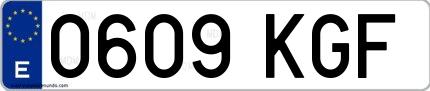 Ejemplo de matrícula española 0609 KGF