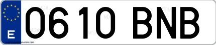 Ejemplo de matrícula española 0610 BNB