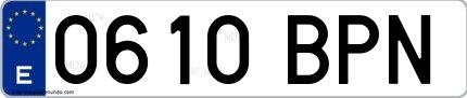 Ejemplo de matrícula española 0610 BPN