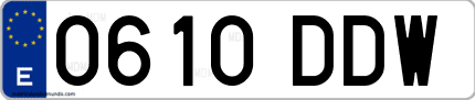 Ejemplo de matrícula de coche ordinaria 0610 DDW