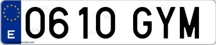 Ejemplo de matrícula española 0610 GYM