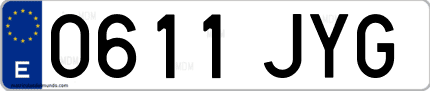 Ejemplo de matrícula de coche ordinaria 0611 JYG