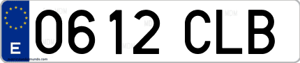 Ejemplo de matrícula de coche ordinaria 0612 CLB