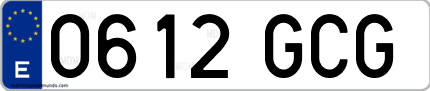 Ejemplo de matrícula de coche ordinaria 0612 GCG