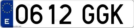 Ejemplo de matrícula española 0612 GGK