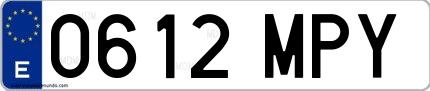Ejemplo de matrícula española 0612 MPY