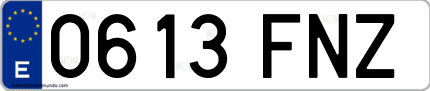 Ejemplo de matrícula de coche ordinaria 0613 FNZ