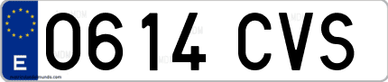 Ejemplo de matrícula de coche ordinaria 0614 CVS