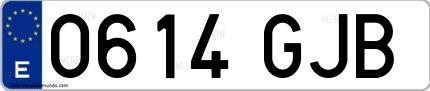 Ejemplo de matrícula española 0614 GJB