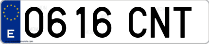Ejemplo de matrícula de coche ordinaria 0616 CNT