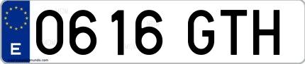 Ejemplo de matrícula española 0616 GTH