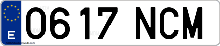 Ejemplo de matrícula de coche ordinaria 0617 NCM