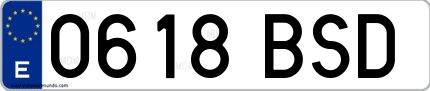 Ejemplo de matrícula española 0618 BSD