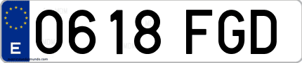 Ejemplo de matrícula de coche ordinaria 0618 FGD