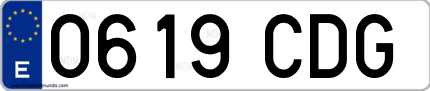 Ejemplo de matrícula de coche ordinaria 0619 CDG