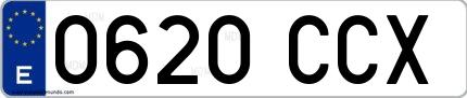 Ejemplo de matrícula española 0620 CCX