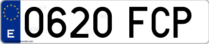Ejemplo de matrícula de coche ordinaria 0620 FCP