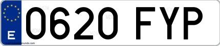 Ejemplo de matrícula española 0620 FYP