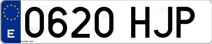 Ejemplo de matrícula de coche ordinaria 0620 HJP