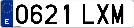 Ejemplo de matrícula de coche ordinaria 0621 LXM