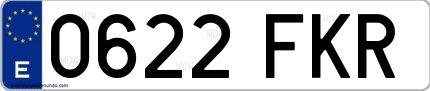 Ejemplo de matrícula española 0622 FKR
