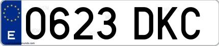 Ejemplo de matrícula española 0623 DKC