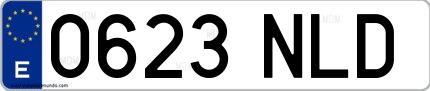 Ejemplo de matrícula española 0623 NLD