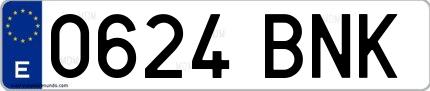 Ejemplo de matrícula española 0624 BNK