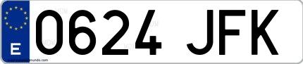Ejemplo de matrícula española 0624 JFK