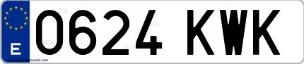 Ejemplo de matrícula española 0624 KWK