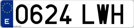 Ejemplo de matrícula española 0624 LWH