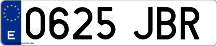 Ejemplo de matrícula de coche ordinaria 0625 JBR