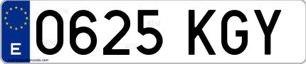 Ejemplo de matrícula española 0625 KGY