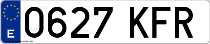 Ejemplo de matrícula de coche ordinaria 0627 KFR