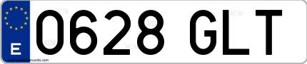 Ejemplo de matrícula española 0628 GLT